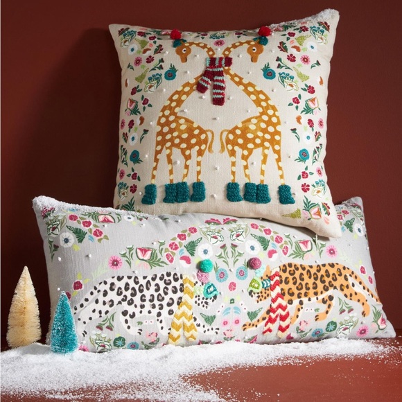 Anthropologie Giraffe Claus Embroidered Pillow - Picture 7 of 12